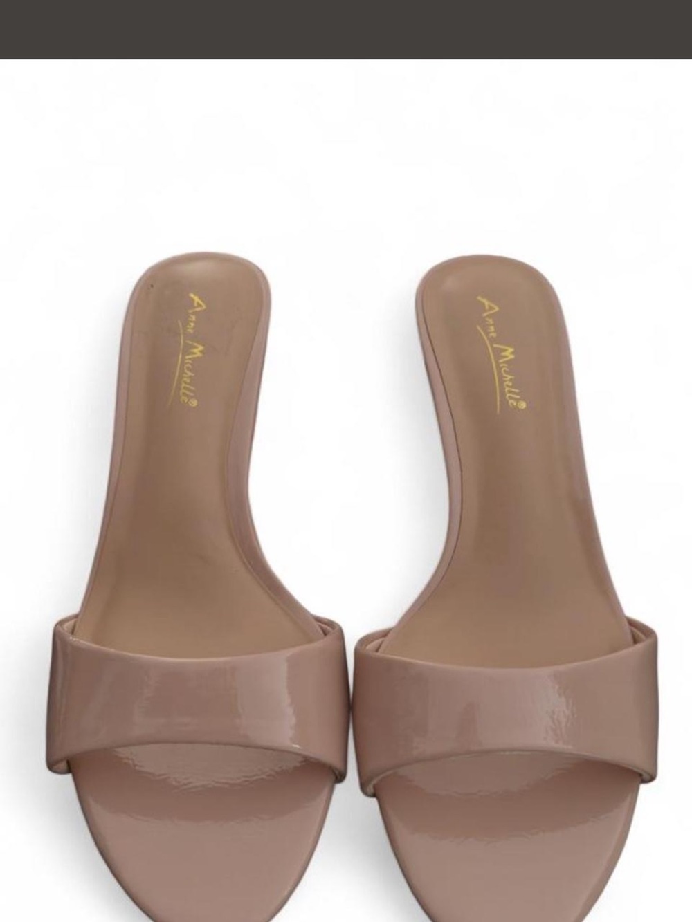 Anne Michelle Blush Patent Slide Heels